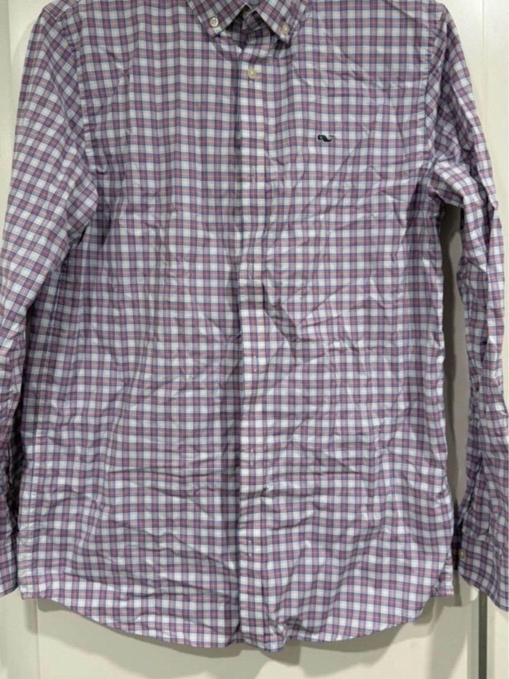 Vineyard Vines Boys Purple and White Plaid Button-Down Shirt